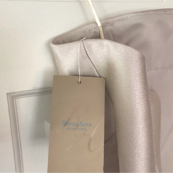 Reem Acra Draped Mikado Mini Dress | Size 6 | Neutral Champagne Color | $425 - Picture 7 of 9